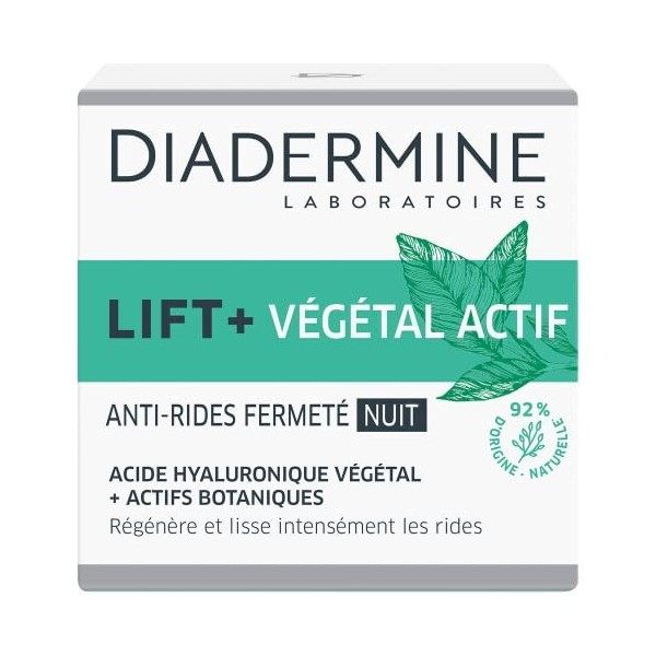 Diadermine - Lift+ Végétal Actif - Crème Visage de Nuit - Soin Anti-Rides Fermeté - Acide Hyaluronique Végétal et Actifs Bota...