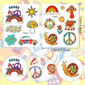 Qpout 10 PCS Hippie Tatouage Temporaire À La Mode Hippie Fleur Autocollant De Tatouage Visage Tatouages ​​pour Adultes Et Enf
