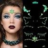 NICENEEDED les Gemmes du Visage Brillent dans le Noir, 4 pièces Gemmes de Visage de Sirène Lumineuses Bijoux de Visage de Pai