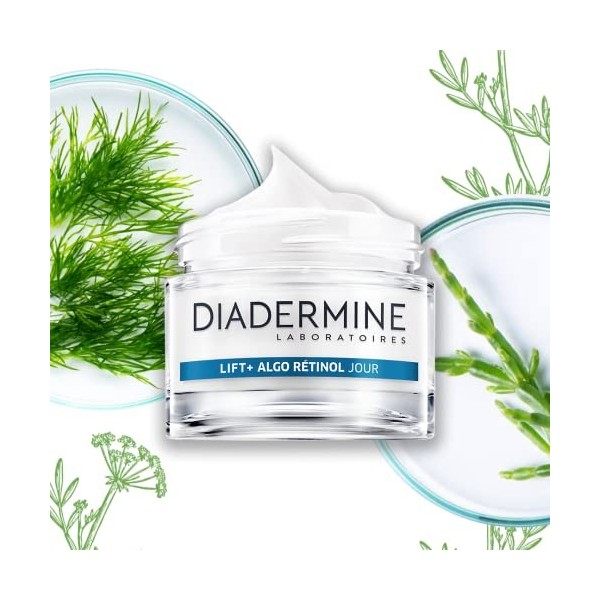 Diadermine - Lift+ Algo Retinol - Crème de Jour Anti-Rides- Criste Marine et Extrait dAlgues - Hydrate et Illumine le teint ...
