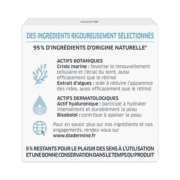 Diadermine - Lift+ Algo Retinol - Crème de Nuit Anti-Rides - Criste Marine et Extrait dAlgues - Régénère et Nourrit Intensém ...