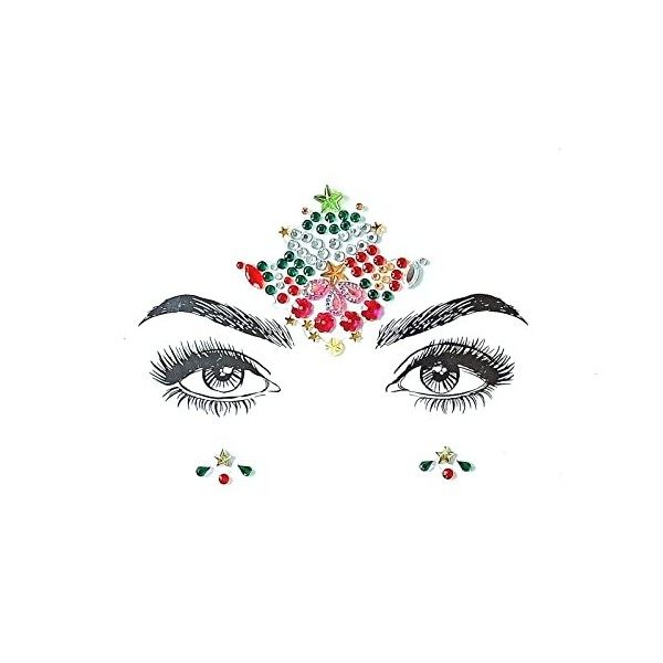 Bijou de visage à strass autocollant - pour festivals de musique, Coachella CBL23-noir 