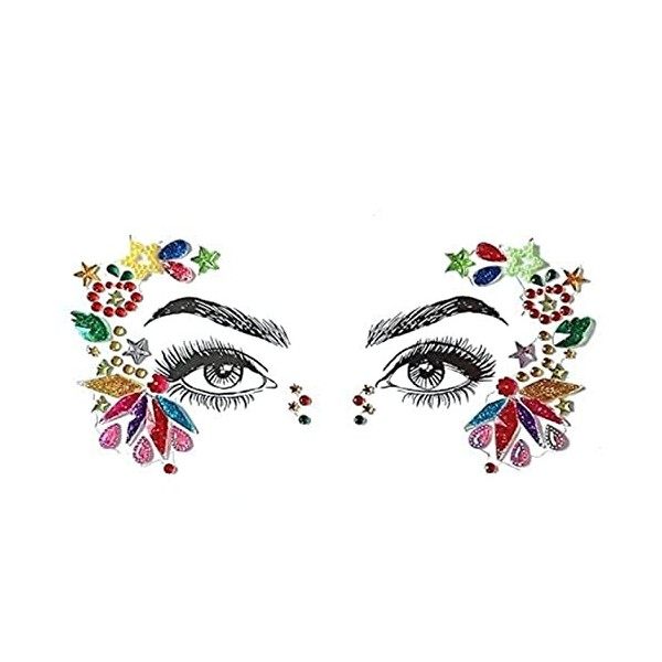 Bijou de visage à strass autocollant - pour festivals de musique, Coachella CBL23-noir 