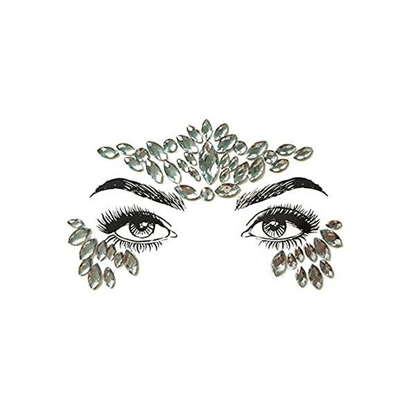 Bijou de visage à strass autocollant - pour festivals de musique, Coachella CBL23-noir 