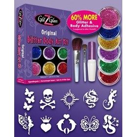 GlitZGlam Kit originel de Tatouages avec Paillettes: Tatouages temporaires pour Enfants et Adolescents avec 6 Paillettes Gran