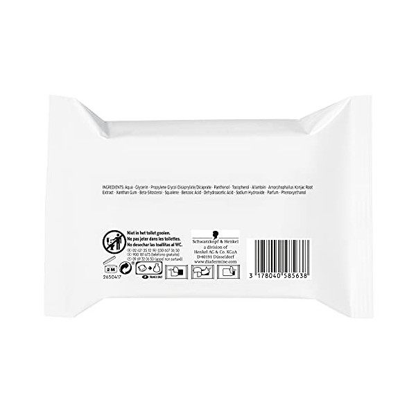 Diadermine - Lingettes Démaquillantes Visage, Yeux et Lèvres - Express 3 en 1 - Tous Types de Peaux - Nettoyant Visage - Haut...