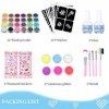 JOSPL Kit Tatouage Paillettes-avec 38 Couleurs,Non-toxique Kit Maquillage de Tatouage Éphémères Temporaires,Motif Dautocolla