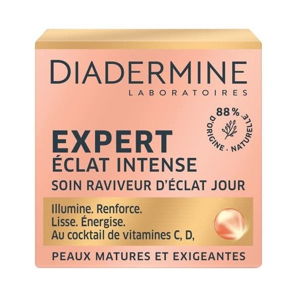 Diadermine - Expert Crème Visage Eclat Intense Jour - Soin raviveur déclat jour - Peaux matures et exigeantes - Illumine, Re ...