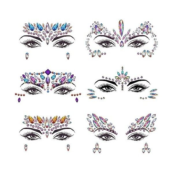 Dochais Dochais 4pcs Strass Visage Strass Autocollant Visage Strass Maquillage Tatouage Temporaire Strass Visage Festival Pou