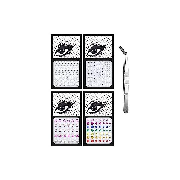 Dochais Dochais 4pcs Strass Visage Strass Autocollant Visage Strass Maquillage Tatouage Temporaire Strass Visage Festival Pou