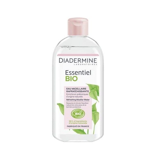 Diadermine - Essentiel Bio - Eau Micellaire Rafraîchissante - Nettoyant Visage - Enrichie en Prébiotiques dOrigine Naturelle ...