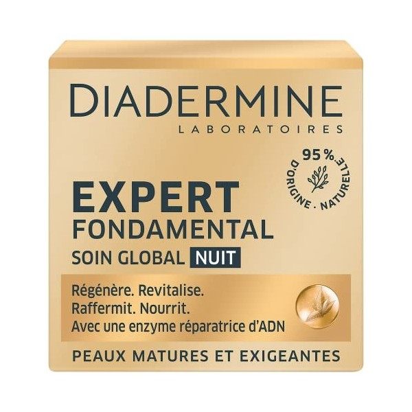 Diadermine - Expert Fondamental - Crème de Nuit Visage - Anti-âge - Peaux Matures et Exigeantes - Régénère, Revitalise, Raffe...