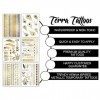 Premium Metallic Tattoos - 75+ Shimmer Designs in Gold, Silver, Black & Turquoise - Temporary Fake Jewelry Tattoos - Bracelet