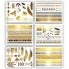 Terra Tattoos Temporary Hair Tattoos - Over 75 Metallic Bohemian Designs in Gold and Silver 6 Sheets , Hazel Collection