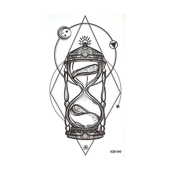 Lignes de tatouage graphique, sablier noir - Faux tatouages XQ040