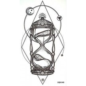 Lignes de tatouage graphique, sablier noir - Faux tatouages XQ040