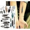 Tatouages plumes multicolores et noirs aquarelles Flash Attrape-rêves 79