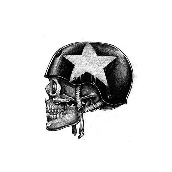 Tatouage, autocollant pour bras, motif tête de mort, soldat avec casque km069