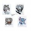 Tatouage Tigre Lot de 4 Feuilles de Tatouages temporaires, Faux Tatouages Tigre 4