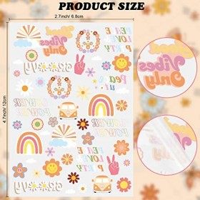 Qpout 2 Feuilles Tatouage Temporaire Hippie Tendance Fleur Hippie Autocollant Tatouage Visage Tatouages pour Adultes et Enfan