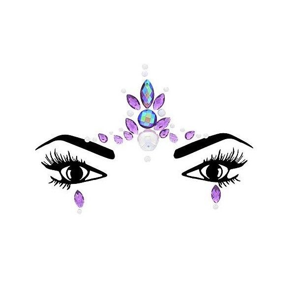 Zacs Alter Ego – Perles et strass pour le visage – Art corporel pour festivals - Violet - Taille Unique