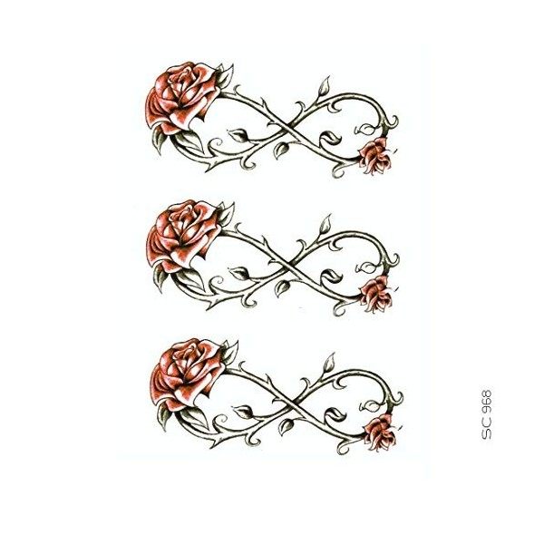 Tatouage Temporaire Femme Infini Fleur Rose Rouge Tatouage Éphémère pour Femme Infini Fleur Rose - AVASTORE