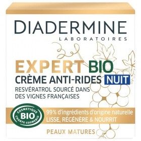 Diadermine - Expert Bio - Crème Visage Anti-Ride Nuit - Resvératrol et Extrait dAlgues - Pour Peaux Matures - 99 % dingrédi C...