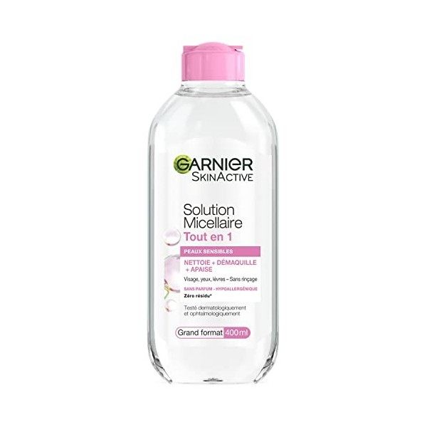 Garnier - SkinActive - Solution Micellaire Tout en Un - Tous Types de Peaux Même Sensibles - Grand Format - 400 ml