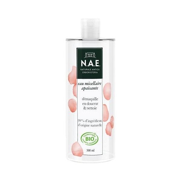 N.A.E. - Eau Micellaire Démaquillante Nettoyante Visage - Parfum de Rose Frais - Certifiée Bio - Formule Végane - Nettoyant V
