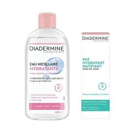 Diadermine - Routine Visage: Eau Micellaire Hydratante Visage + Crème de Jour PH7 Hydratante Matifiante Crème Jour et Nuit
