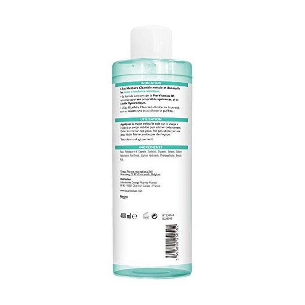 Eau Précieuse - Eau Micellaire Clearskin - Nettoie et démaquille - Elimine les impuretés - Apaise et hydrate - Peaux à tendan