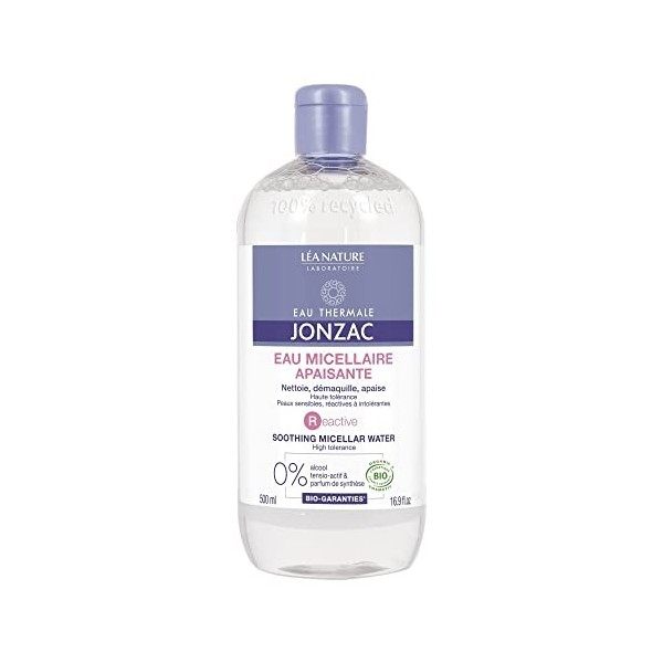 Eau Thermale Jonzac - Eau micellaire apaisante - Reactive - Peaux réactives à intolérantes - Certifié Bio Cosmos Organic - Fl