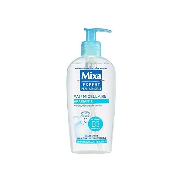 MIXA - Eau nettoyante - APAISANTE Peaux très sensibles et réactives - 200ml, lemballage peut varier 