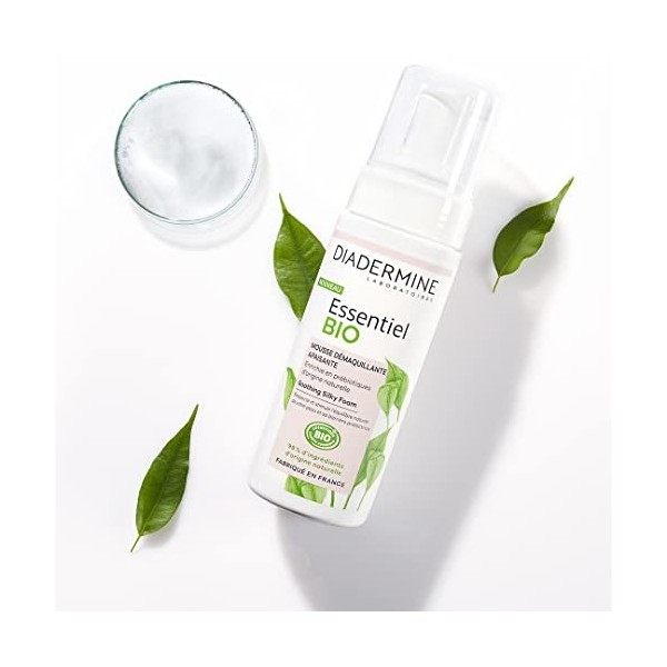 Diadermine - Essentiel Bio - Mousse Démaquillante Apaisante - Nettoyant Visage - Enrichie en Prébiotiques dOrigine Naturelle ...