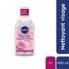 NIVEA Skin Breathe Démaquillant Biphase Micellaire Eau de Rose 400 ml, nettoyant visage tonifiant et purifiant, démaquillant 