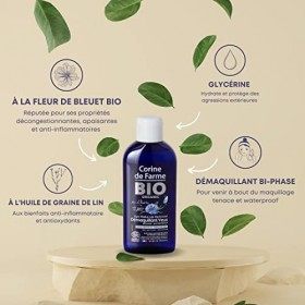 Corine de Farme, Lotion Démaquillante Bi-Phase Bio pour Yeux, 150 ml, Formulé sous contrôle pharmaceutique. Testé sous contrô