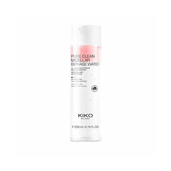 KIKO Milano Pure Clean Micellar Biphase Water 200Ml | Eau Micellaire Biphasée Nettoyante Visage, Contour Des Yeux Et Lèvres