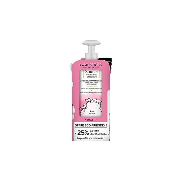 Garancia Source Micellaire Enchantée Eau Démaquillante Micellaire Rose dAntan 400 ml + Éco-Recharge 400 ml