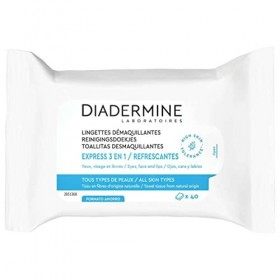 Diadermine Lingettes Démaquillantes Express 3-en-1 40 lingettes.