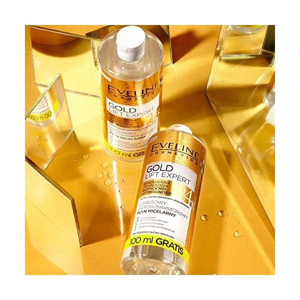 Eveline Cosmetics Gold Lift Expert luxueux Liquide de micelle contre le pli 3in1, 500 ml