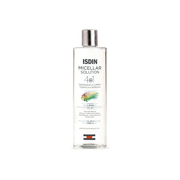 ISDIN Micellar Solution 4-in-1 Nettoyant visage hydratan 400ml | Enlève le maquillage | Nettoie, tonifie et hydrate