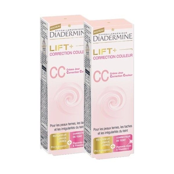 Diadermine Lift+ CC Crème Jour Flacon de 50 ml - Lot de 2 Crème Jour et Nuit