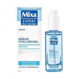 Mixa Expert Peau Sensible - Sérum Hyalurogel - Booster Hydratation 24h Repulpant - Acide Hyaluronique Pur, Vitamine B3 + B5 C...