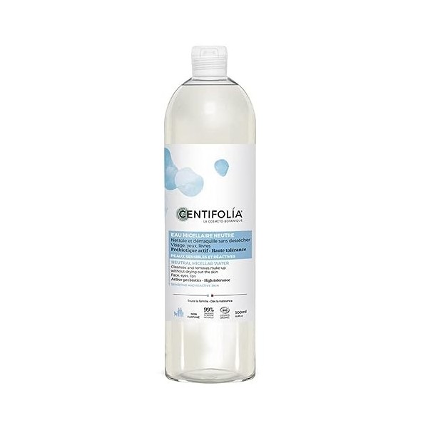 Centifolia - Eau Micellaire Neutre - 500ml - Nettoie Et Démaquille Sans Dessécher - Visage - Yeux - Lèvres - Peaux Sensibles 