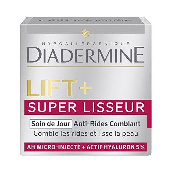 Diadermine - Lift+ Super Lisseur - Crème de Jour Visage - Soin Visage Anti rides Comblant - Acide Hyaluronique Micro-Injecté ...