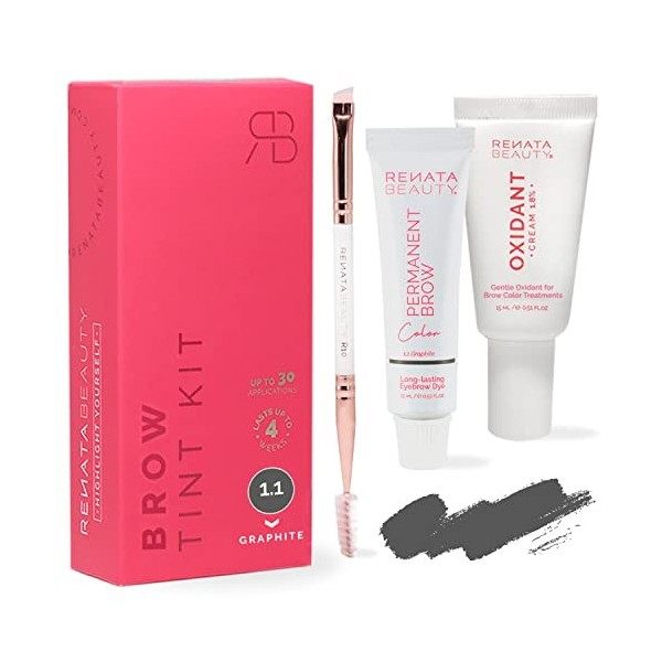 Renata Beauty Kit de Teinture pour Sourcils – Kit de Coloration des Sourcil Avec Couleur, Crème Oxydante et Brosse – Effet Lo