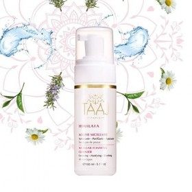 TAAJ | Mousse Micellaire - HIMALAYA | Nettoie, Démaquille & Élimine les impuretés | Peau Propre, Douce & Souple | Propriétés 