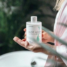 HelloBody ALOÉ AQUA Eau micellaire nettoyante 300 ml –&nbsp;Démaquillant visage vegan – Eau nettoyante à laloe vera qui élimine