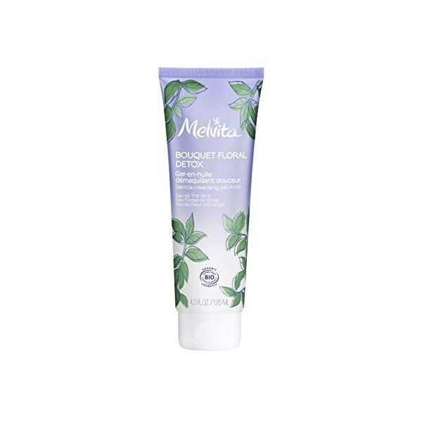 Melvita - Gel en huile demaquillant Bouquet Floral Detox - Elimine impuretés, maquillage, particules - Texture innovante 3 en