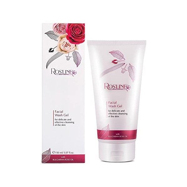 RosLine gel nettoyant visage 150 ml pour un nettoyage doux et efficace de la peau, nettoie et rafraîchit, absorbe lexcès de